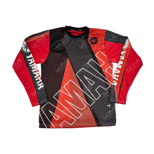 CAMISETA DEPORTIVA + DISENO YAMAHA ROJA, NEGRA JD04 TALLA "M"