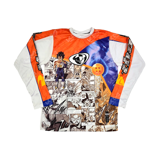 CAMISETA DEPORTIVA + DISEÑO THOR GOKU BLANCO NARANJA SPORT JD06 TALLA "M" - KMMOTOSHN
