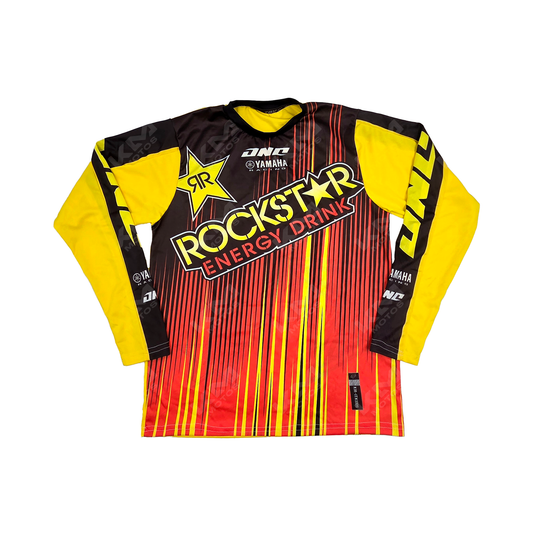 CAMISETA DEPORTIVA + DISENO ROCKSTAR YAMAHA AMARILLO, NEGRO JD09 TALLA "M"