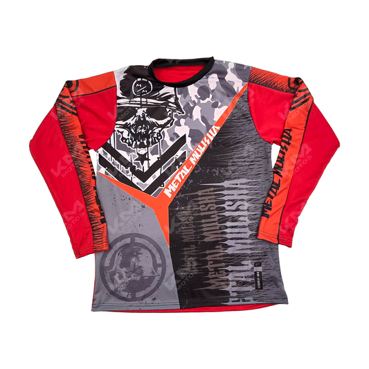 CAMISETA DEPORTIVA + DISENO METAL MULISHA ROJO, GRIS JD13 TALLA "M"
