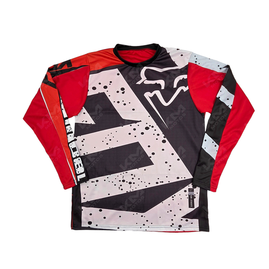 CAMISETA DEPORTIVA + DISENO FOX ROJO, NEGRO JD15 TALLA "M" - KMMOTOSHN