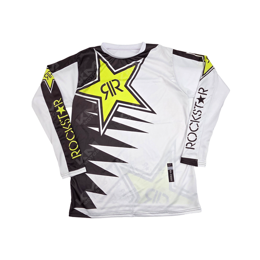 CAMISETA DEPORTIVA + DISENO ROCKSTAR BLANCA, NEGRO JD25 TALLA "M"