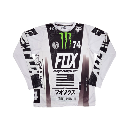 CAMISETA DEPORTIVA + DISENO FOX MONSTER BLANCO, NEGRO JD29 TALLA "M"