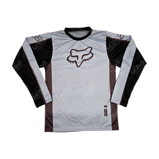 CAMISETA DEPORTIVA + DISENO FOX GRIS, NEGRO JD62 TALLA "L" - KMMOTOSHN