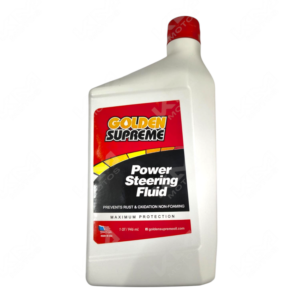 Aceite hidráulico Golden Supreme para barras, envase de 945 ml, líquido lubricante de alta calidad para maquinaria pesada.