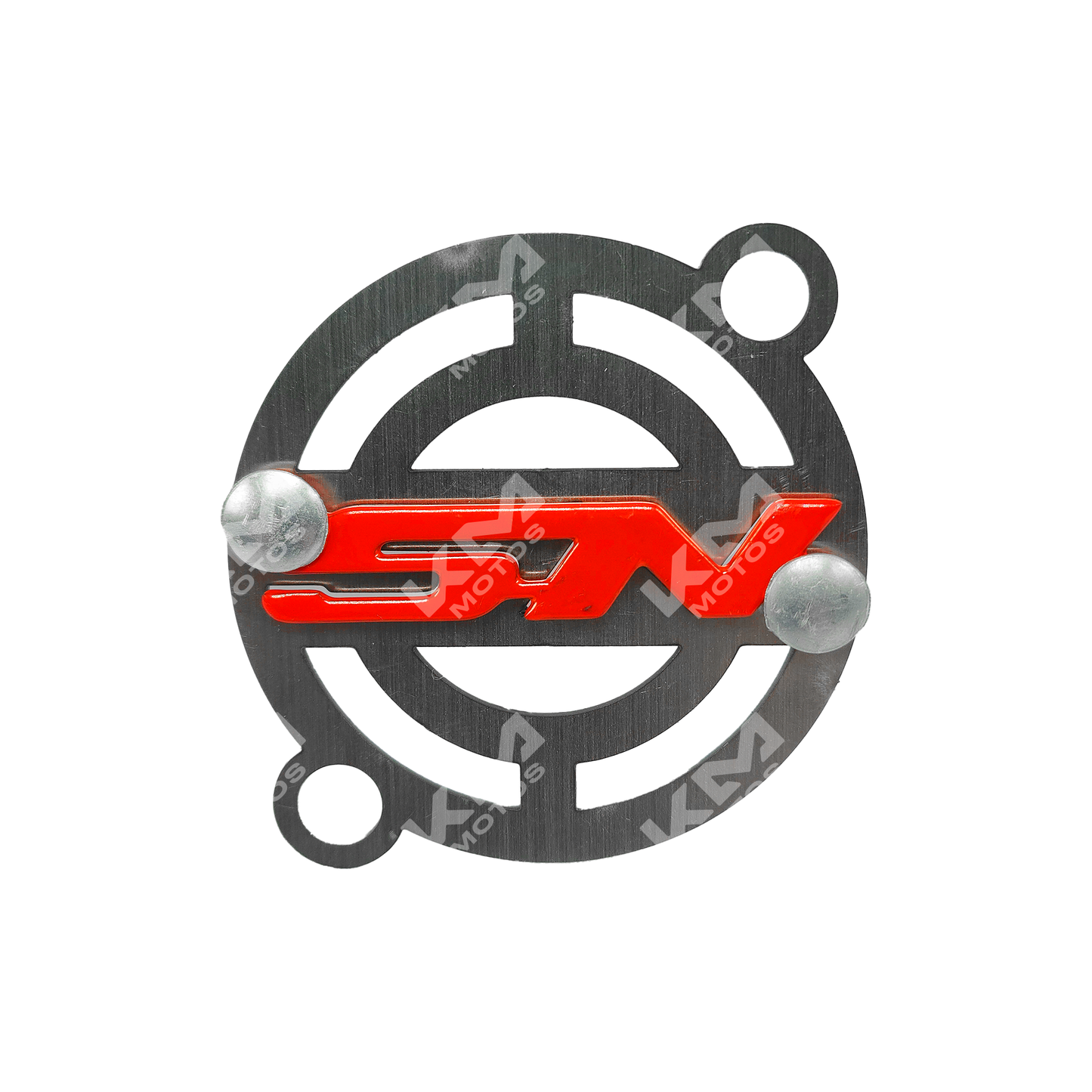 Protector de metal para filtro de aceite NS200 de KM Motos, resistente y duradero, en color plateado, diseñado para protección del filtro.