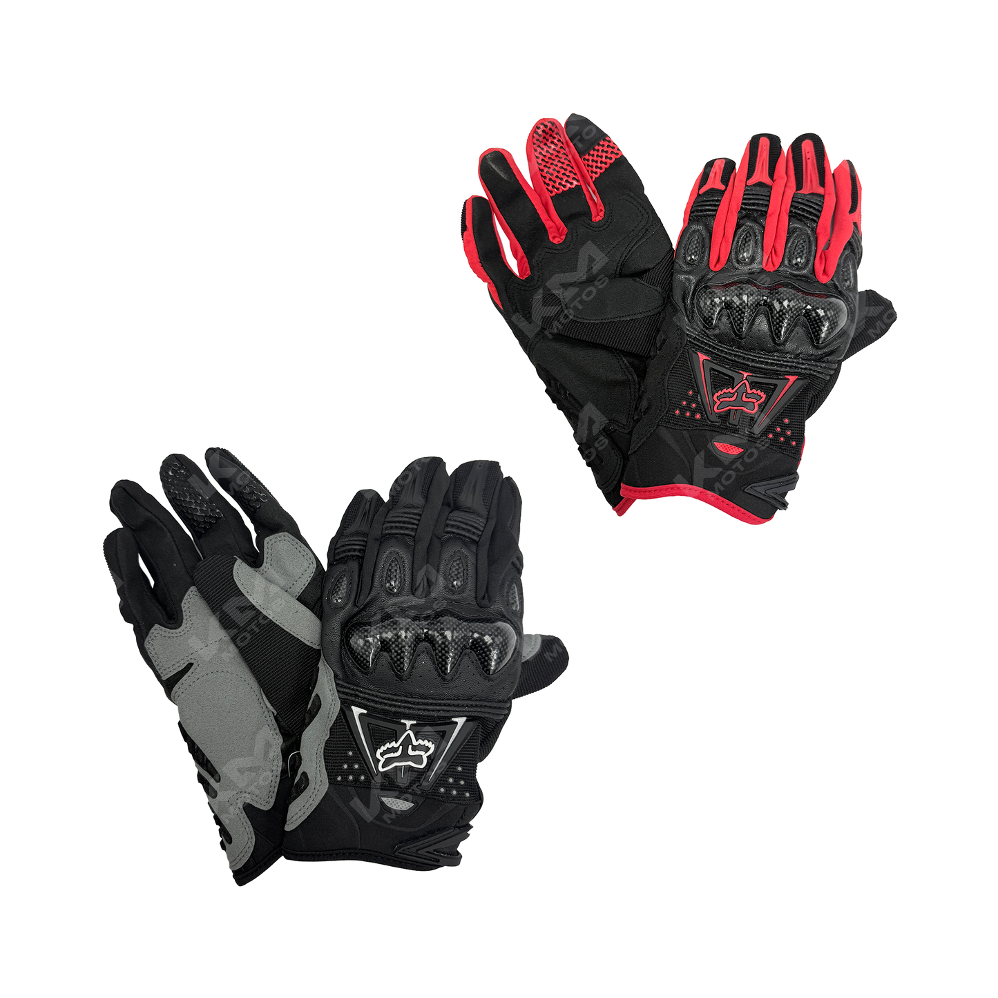 Guantes de protección KM Motos G01, guantes de seguridad con refuerzos para motociclistas, en color negro con detalles resistentes.