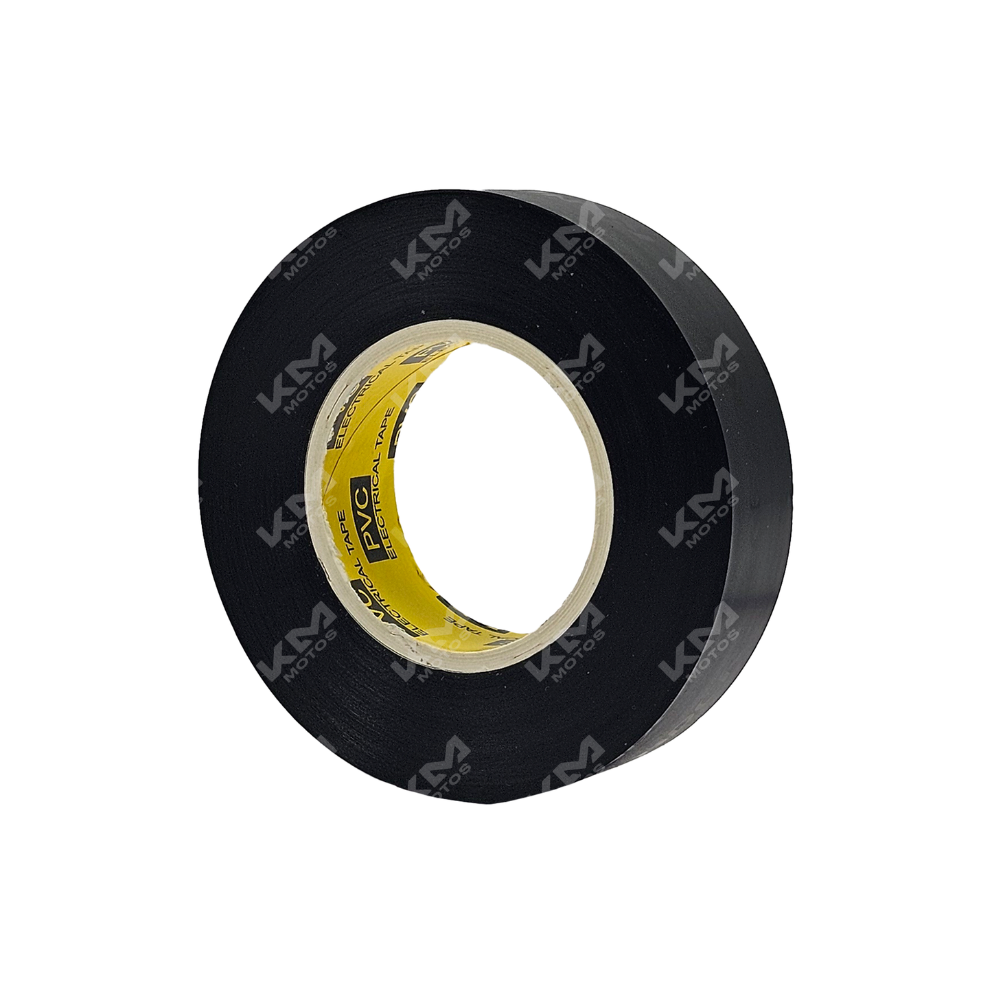 Cinta aislante grande KM Motos de color negro, resistente y duradera para reparaciones eléctricas y aislamiento.