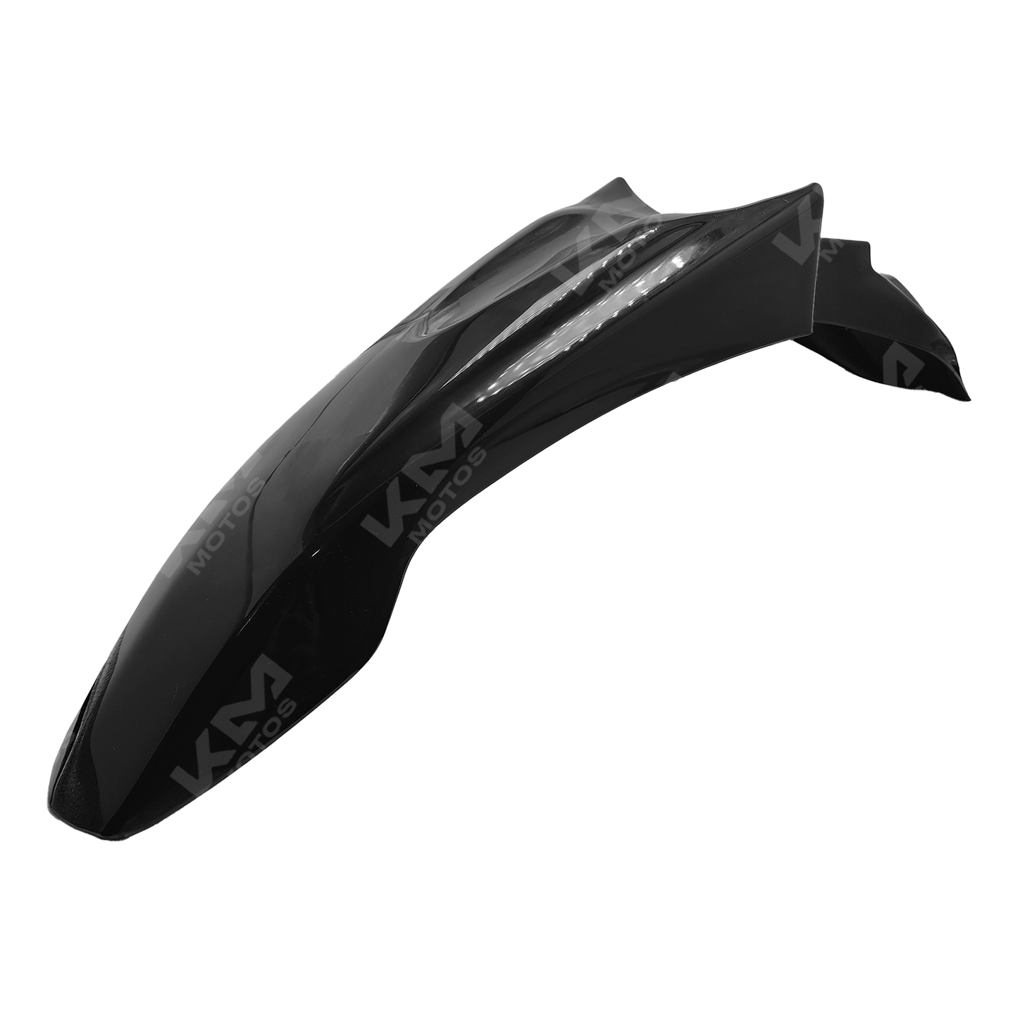 Guardafango negro KM Motos para modelos GXT, XTZ y RTZ, resistente y de diseño compacto, visible en la imagen.