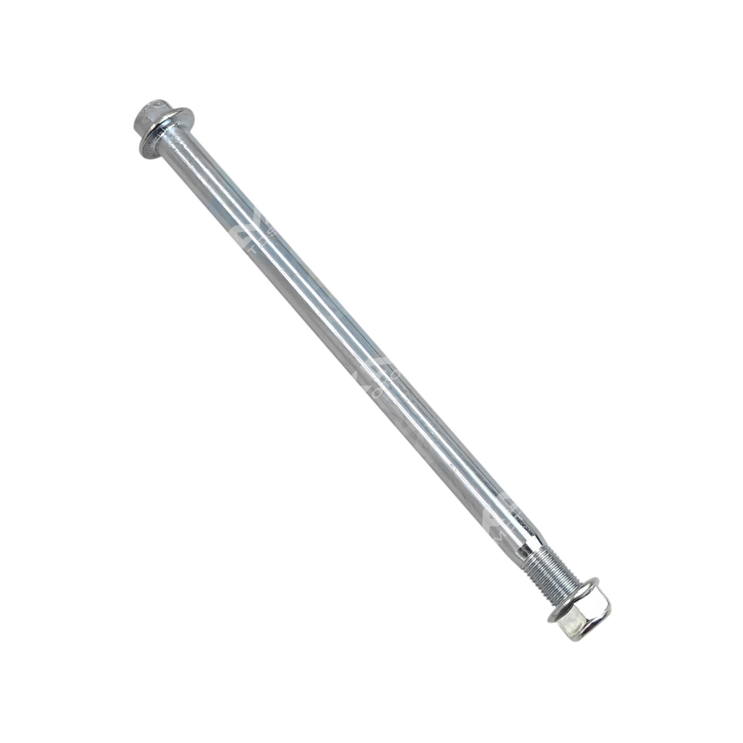 Eje de rueda delantera para YBR125 de la marca KM Motos, componente metálico en la imagen.