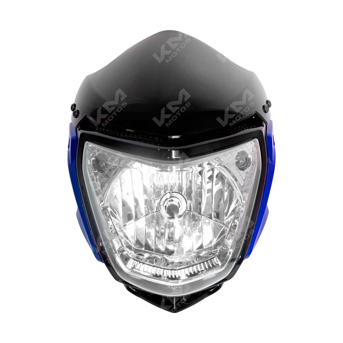 Carena completa azul para HJ150-9 de KM Motos, vista frontal mostrando detalles y acabado en color azul brillante.
