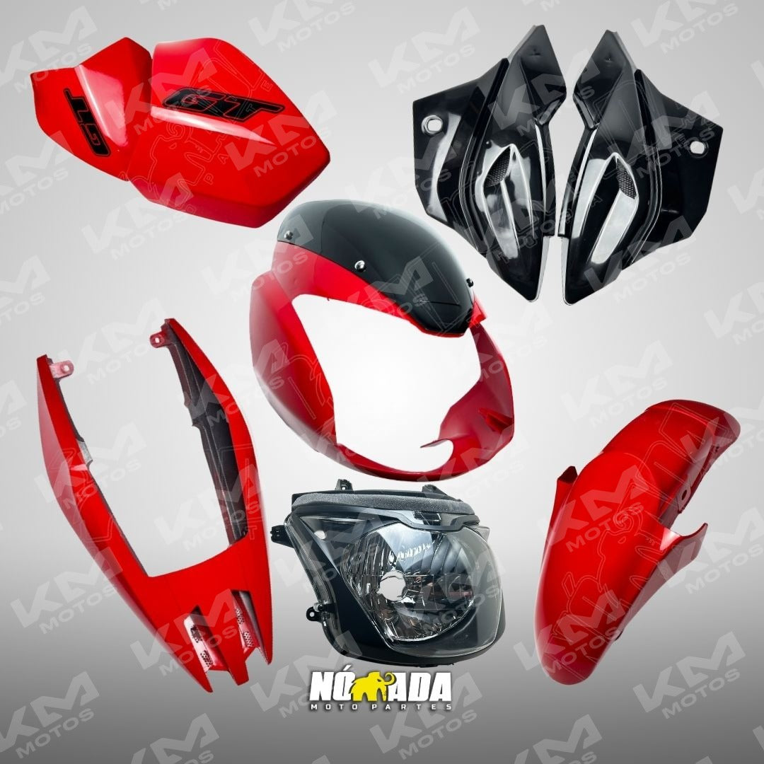 Carena completa Pulsar 180 Silvin en negro y rojo de marca Universal, con silvin para motocicleta.