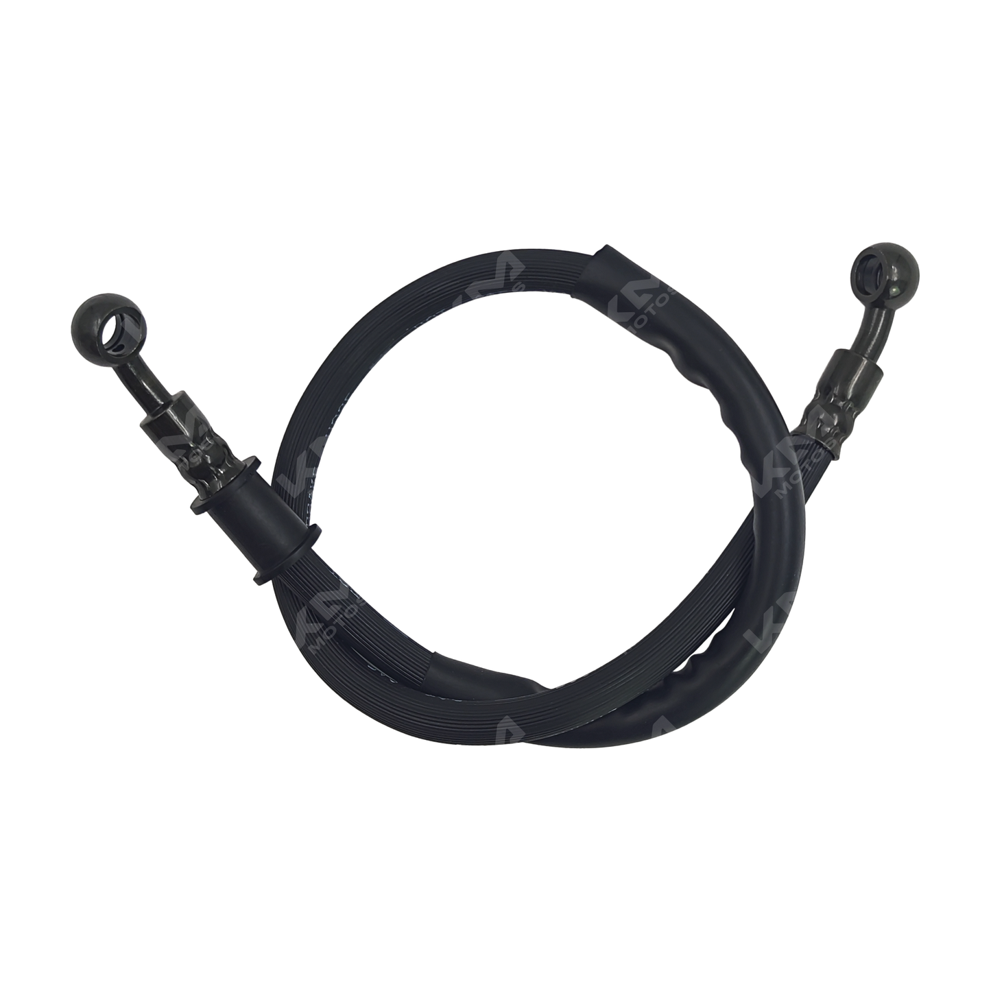 Manguera de freno trasera KM Motos XM200Z, vista de la manguera de alta calidad y conexiones para motocicleta.
