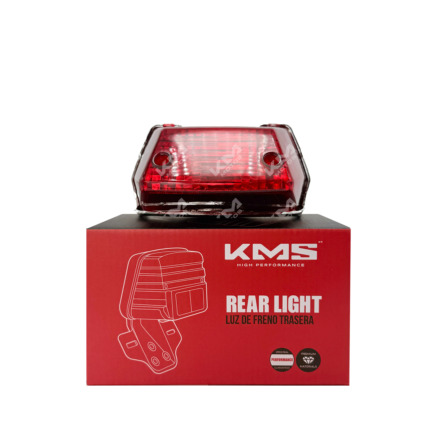 Imagen de la carcasa de freno STOP Honda XR150L KMS en color negro con logotipo de KMS.