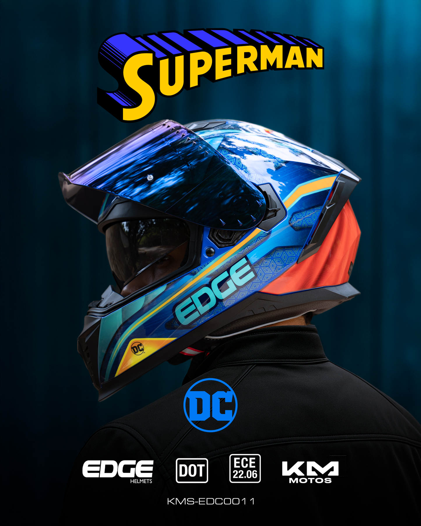 CASCO CERRADO SUPERMAN VIS/AZUL DOBLE EDGE TALLA "L" DOT
