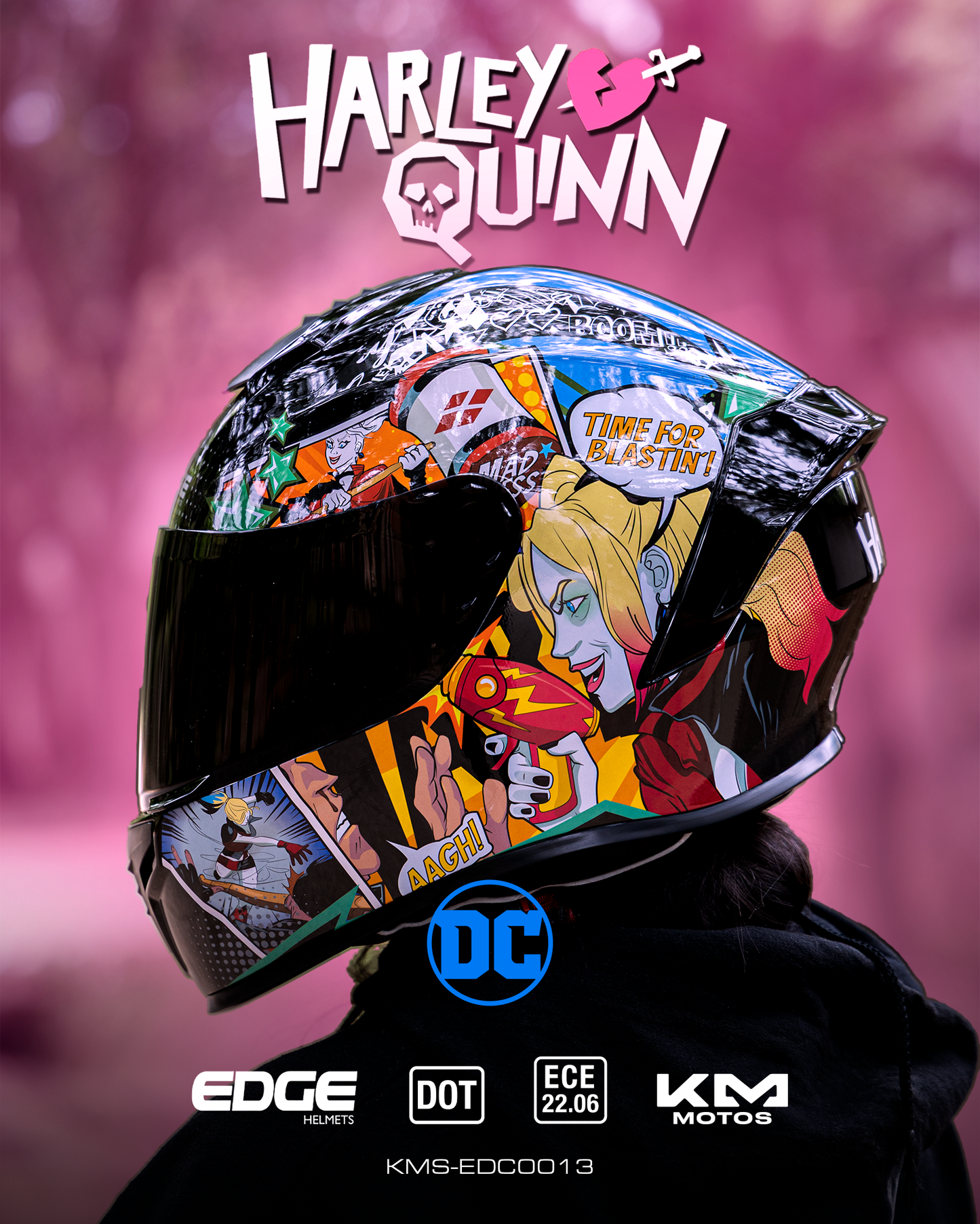 CASCO CERRADO HARLEY QUINN VIS/OSCURA EDGE TALLA "L" DOT