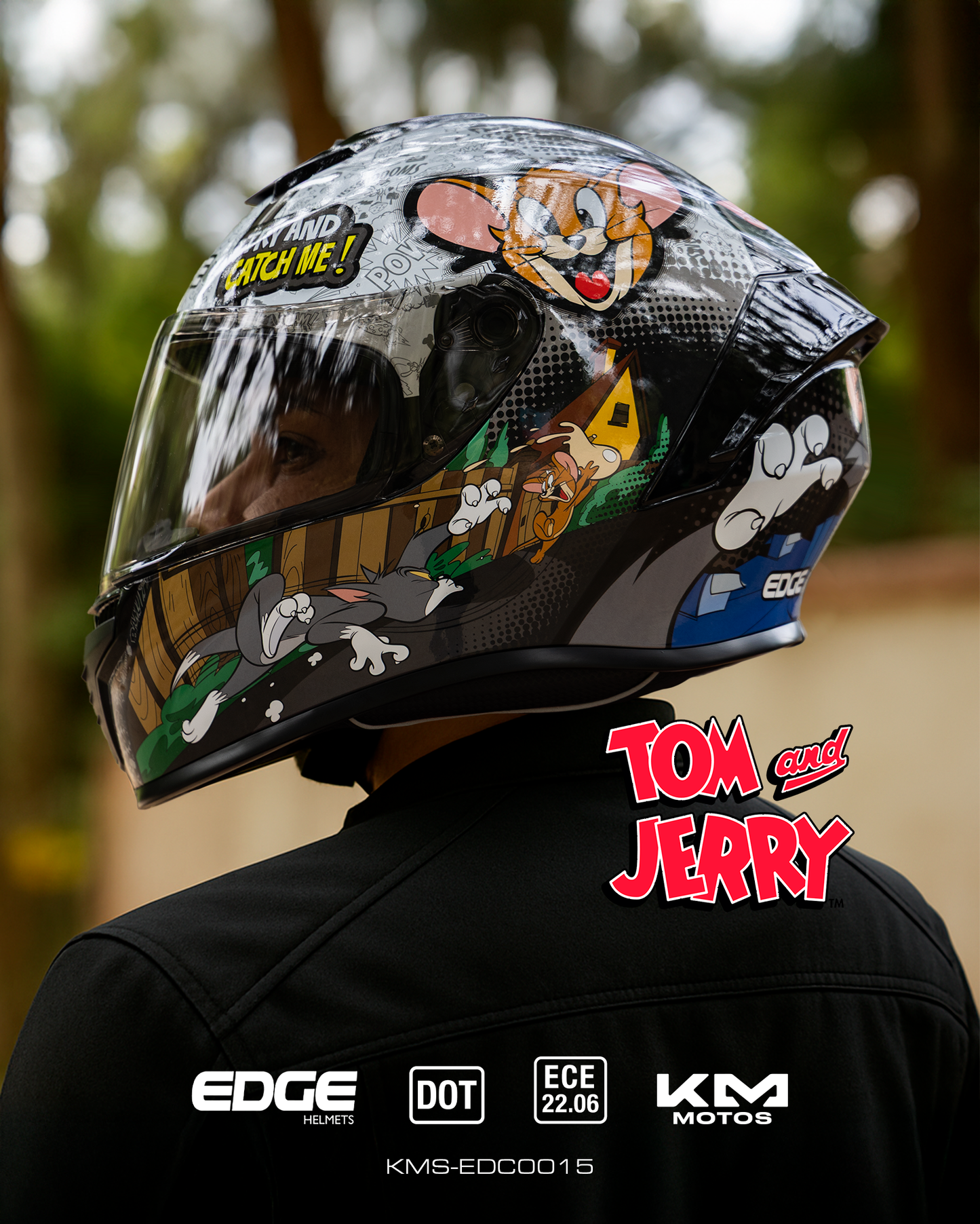 CASCO CERRADO TOM Y JERRY VIS/TRANSPARENTE EDGE TALLA "XL" DOT