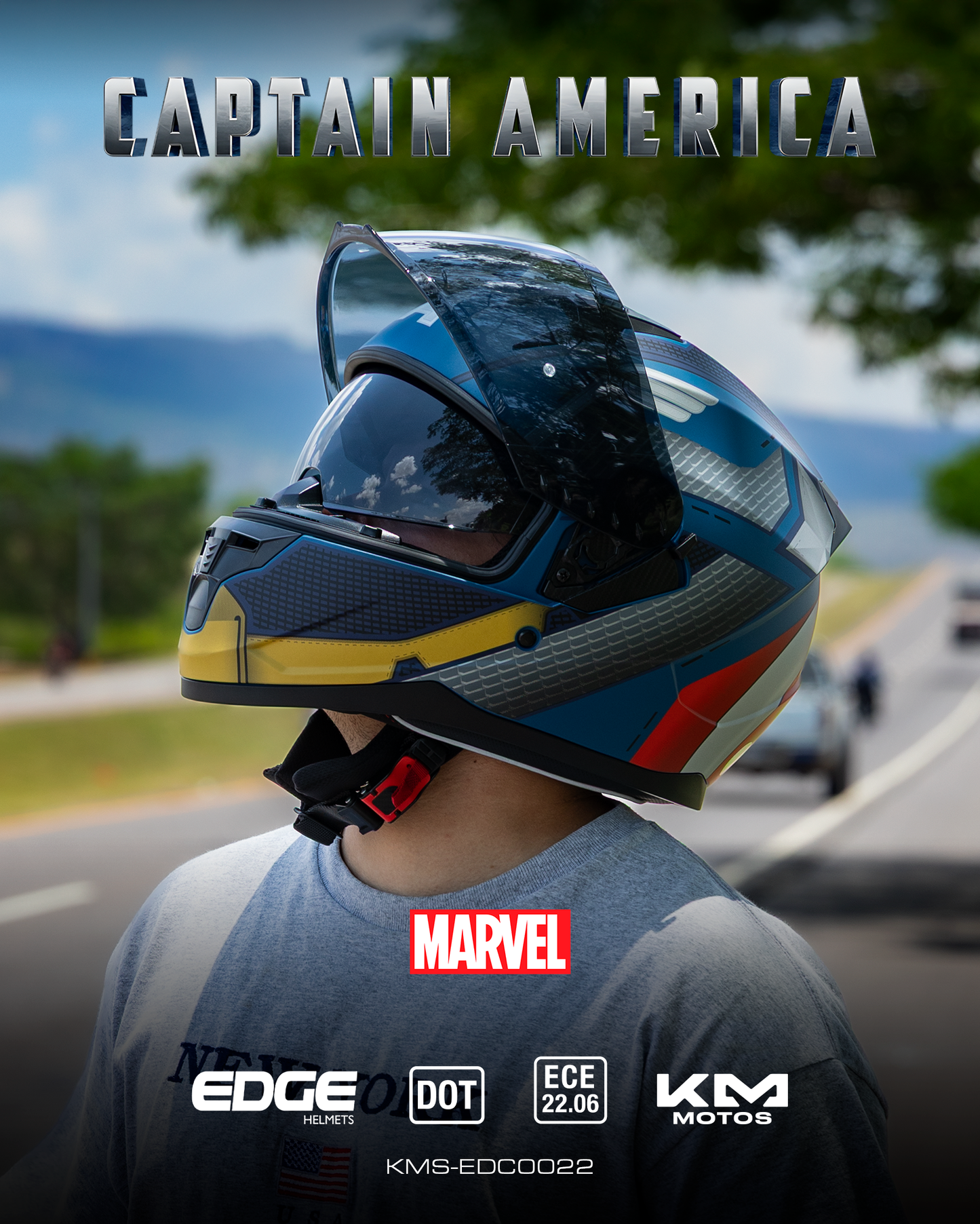 CASCO CERRADO MARVEL CAPITAN AMERICA VIS/OSCURA DOBLE EDGE TALLA "XL" DOT/ECE