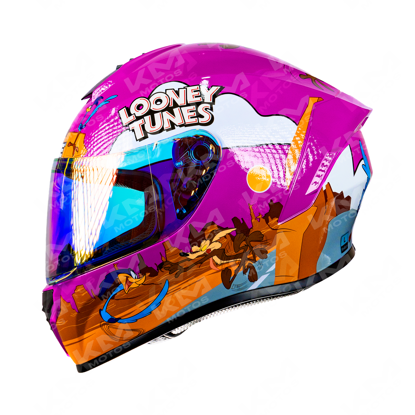 Casco Cerrado Coyote y Correcaminos Morado Vis/oscura Edge Talla "S" Dot/ece