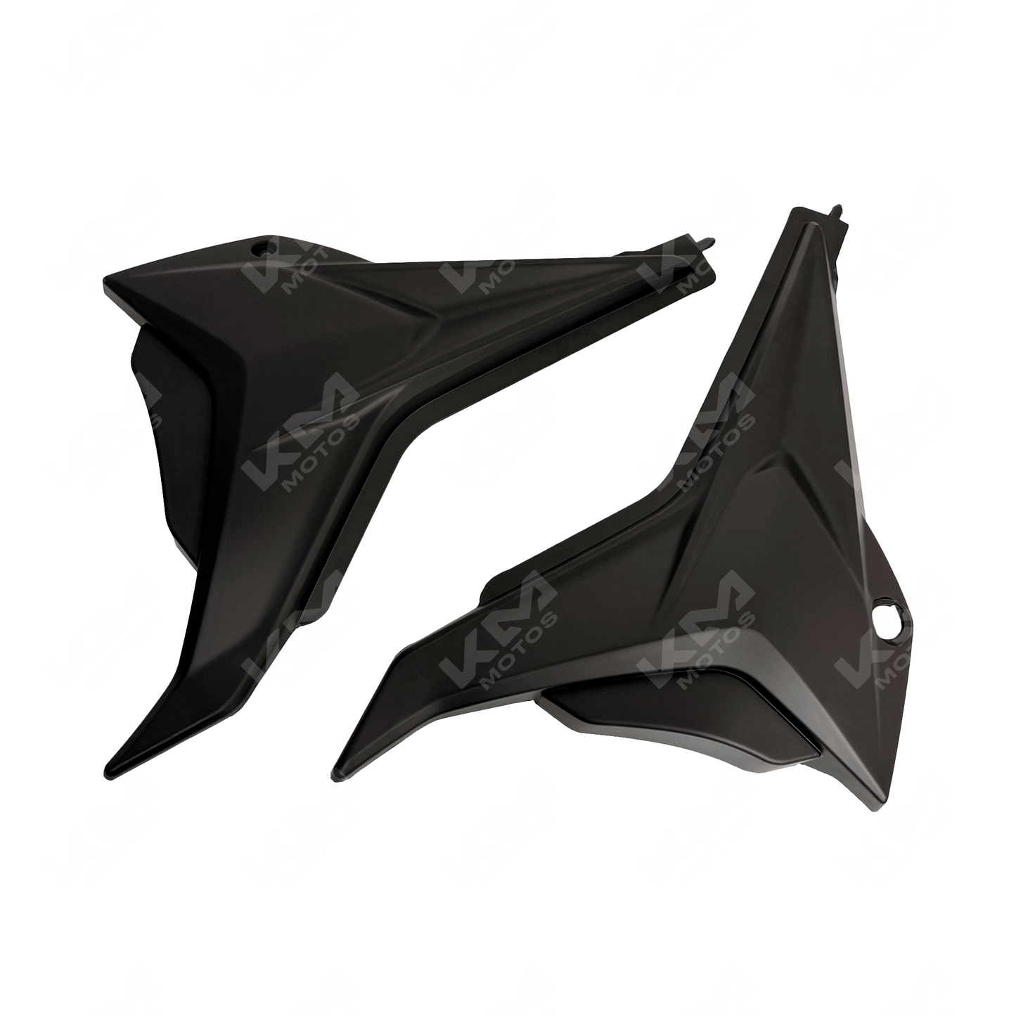 Cubierta lateral izquierda y derecha gris mate para motocicleta Italika 150Z, marca KM Motos, en imagen.