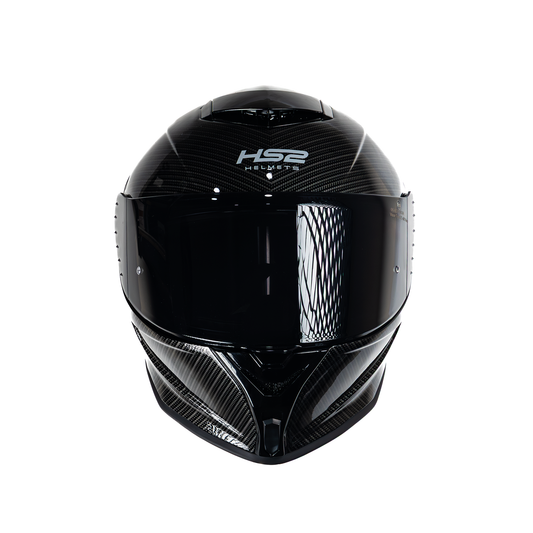 Casco integral HS2 ZL-602 HS2 fibra de carbono con visera oscura, tamaño XL, homologado ECE/DOT, vista frontal.