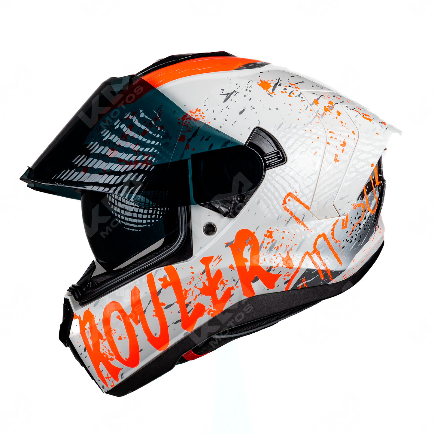 Casco cerrado KMMOTOSHN Lice Grafity MH-615 HS2 D.V. con visera oscura, diseño resistente y seguro para motociclistas.