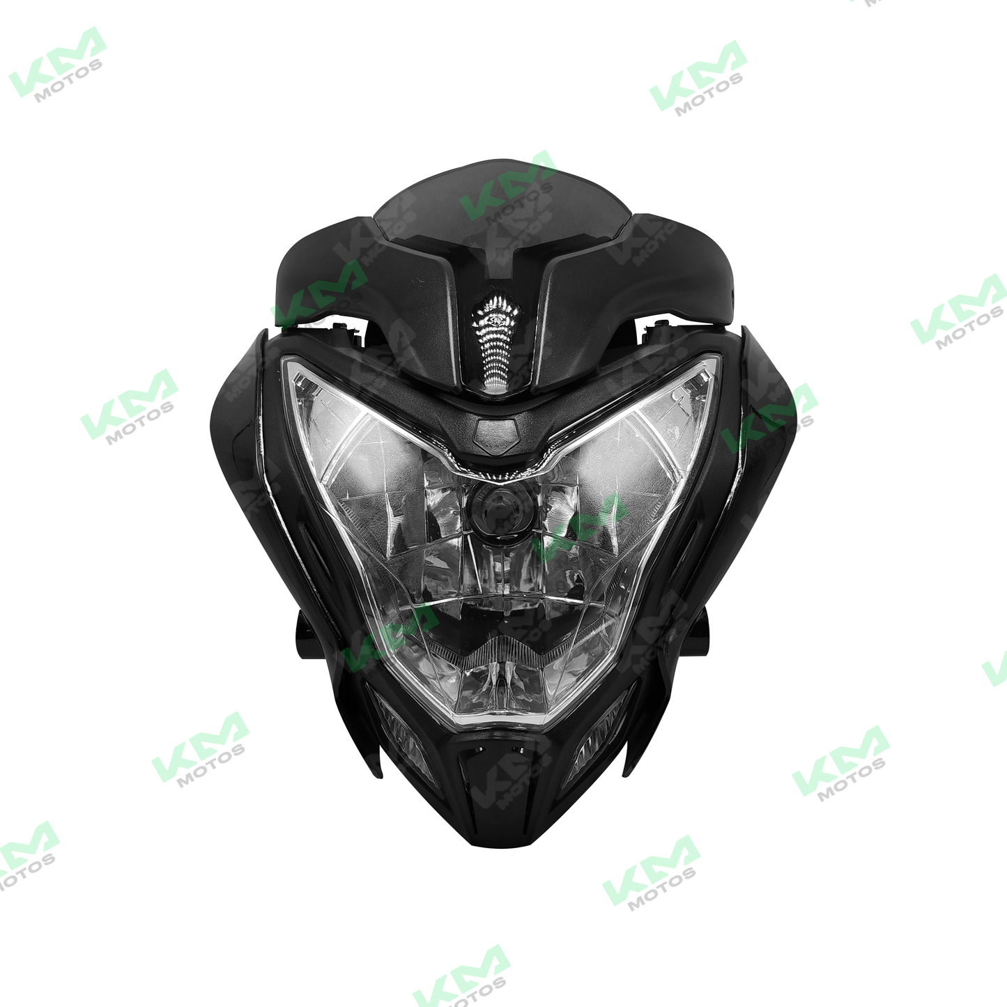 Carena completa negra para KTM Pulsar NS200 de KM Motos, diseñada para protección y estilo en motocicleta.