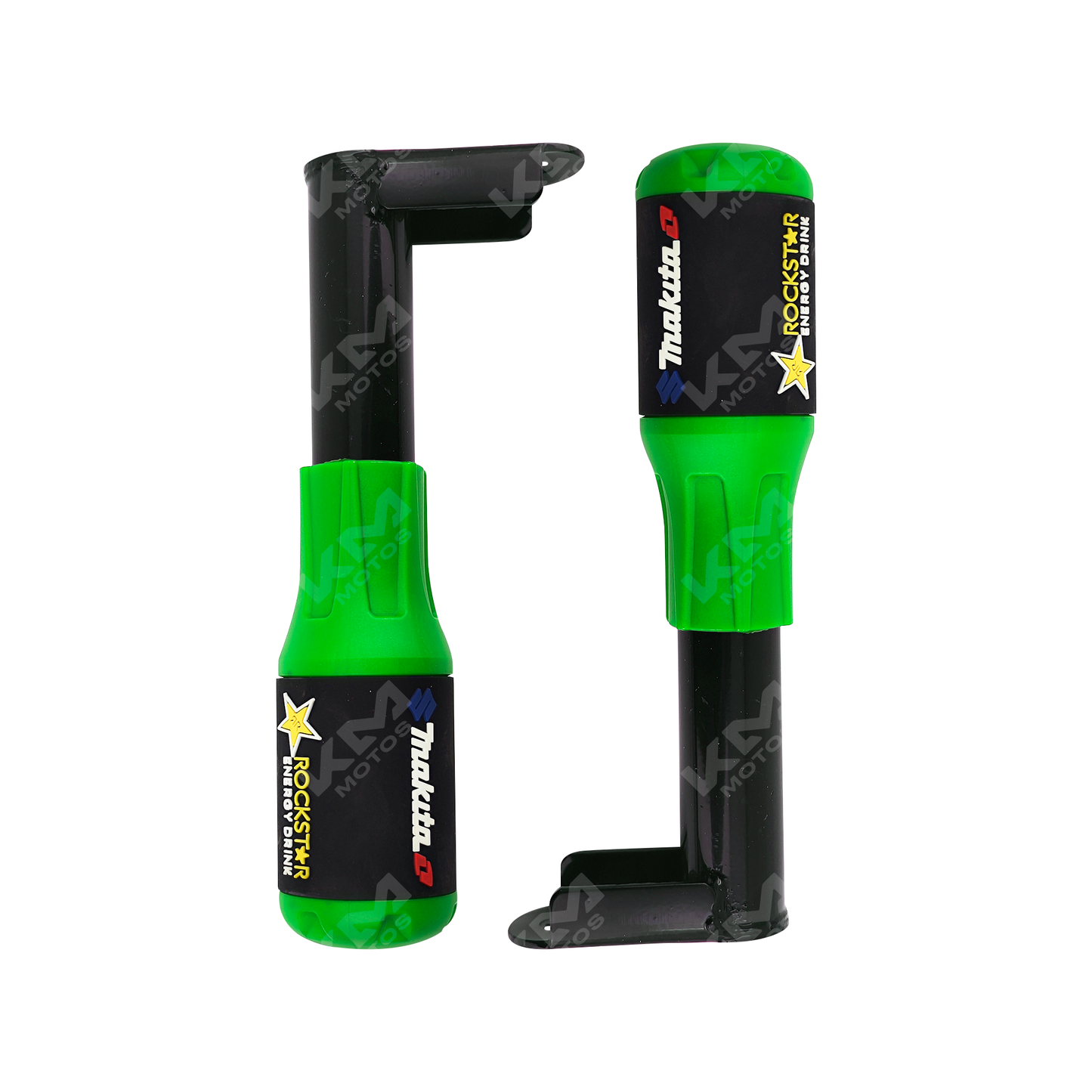 Defensas de motor slider universales de 2 piezas en color verde de la marca KMS, protección para motor de vehículos.