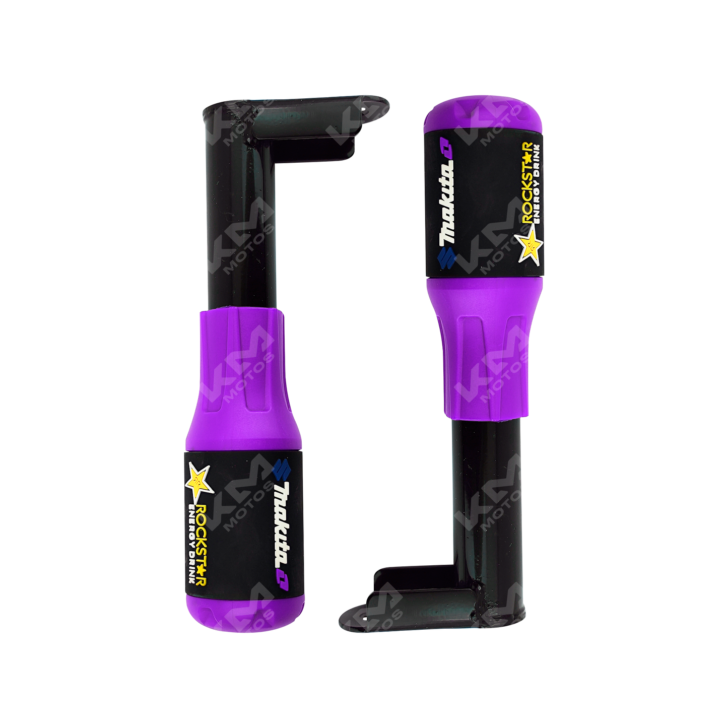 Defensas de motor slider KMS de 2 piezas en color morado, protección universal para motos.