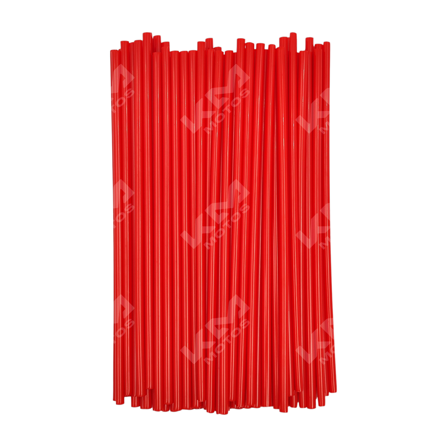 Pajillas para rayos rojas KM Motos, set de 72 piezas, hechas de plástico resistente, ideales para protección y reparación de rayos.