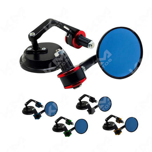 RETROVISORES REDONDO ALTO UNIVERSAL ROJO/DORADO/CROMADO/VERDE/AZUL/NEGRO