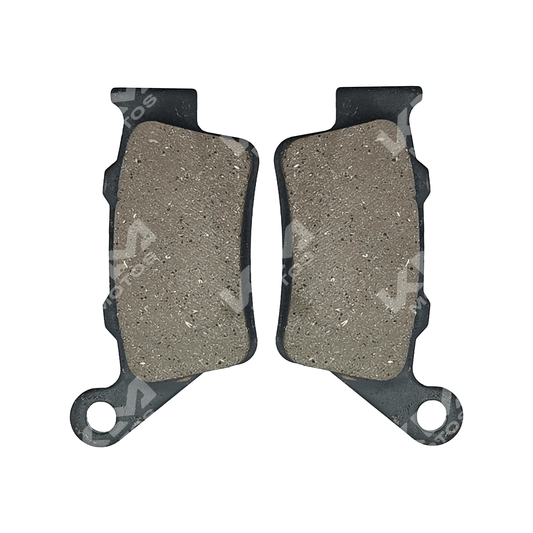 Pastillas de freno KM Motos para Duke 200 y NS200, mostradas en una imagen con acabado en material de fricción.