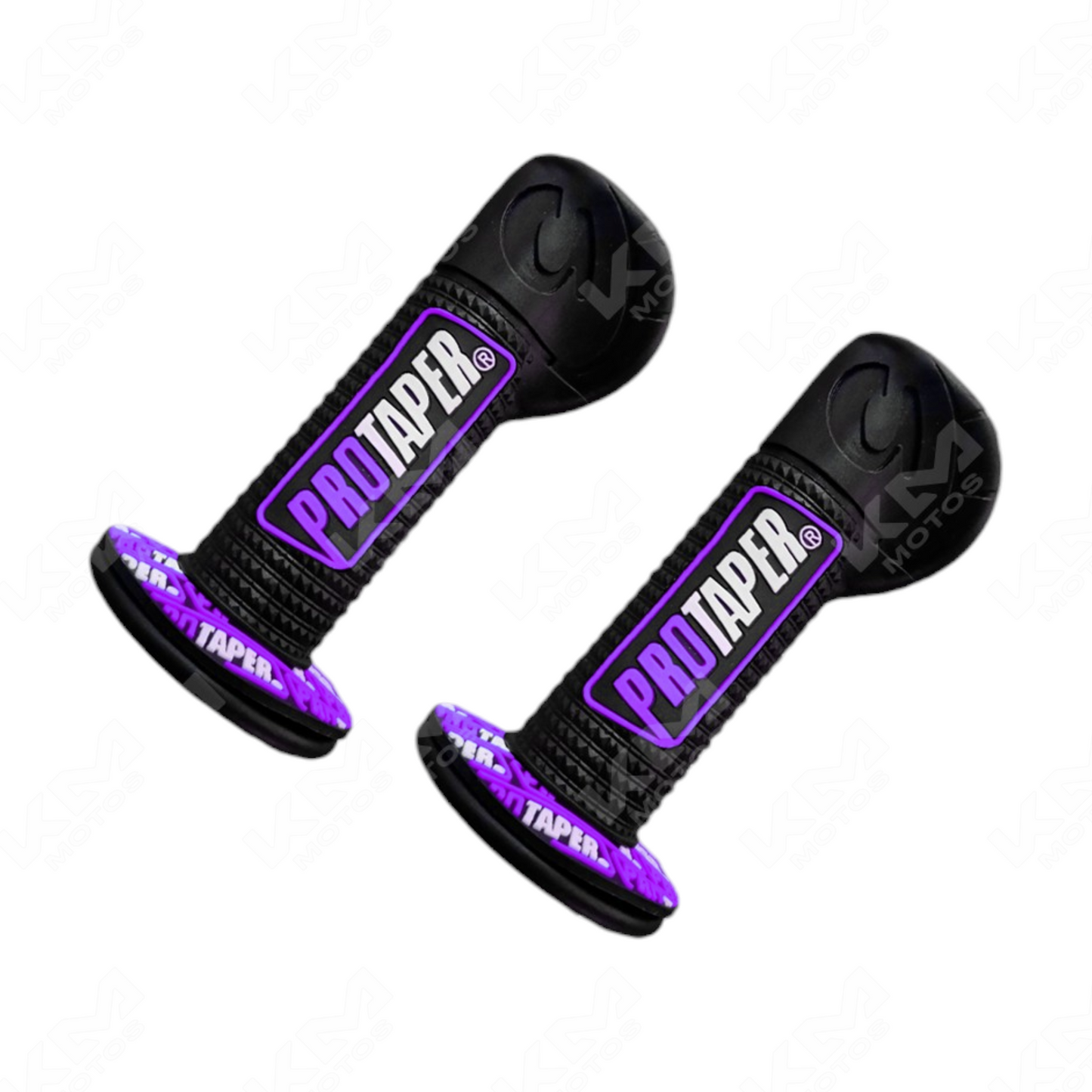 Peques de timón KM Motos PEPES PROTAPERS negro y morado para motocicleta, con diseño resistente y duradero.