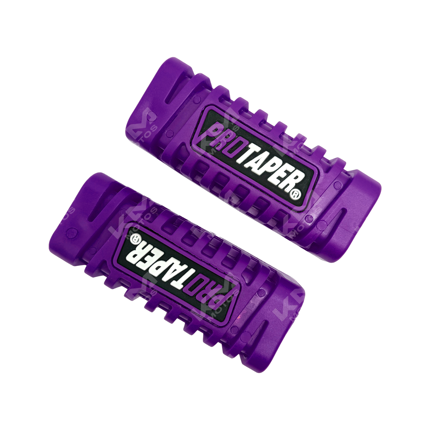 Hule de estribos ProTaper KMS color morado, para protección y agarre en motocicletas, visible en la imagen.