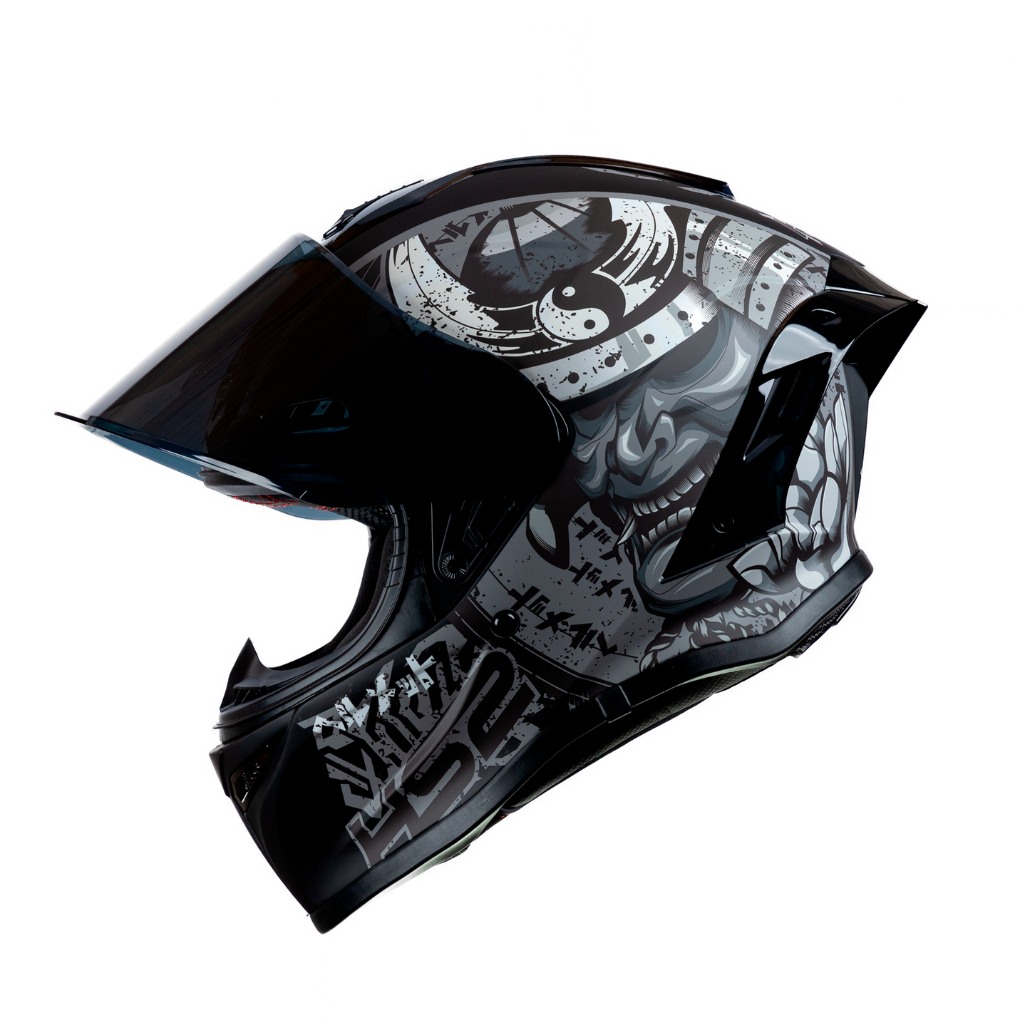 CASCO CERRADO NEGRO/GRIS MATE SAMURAY WLT109 HS2 D.V. VISERA OSCURA "L" - KMMOTOSHN