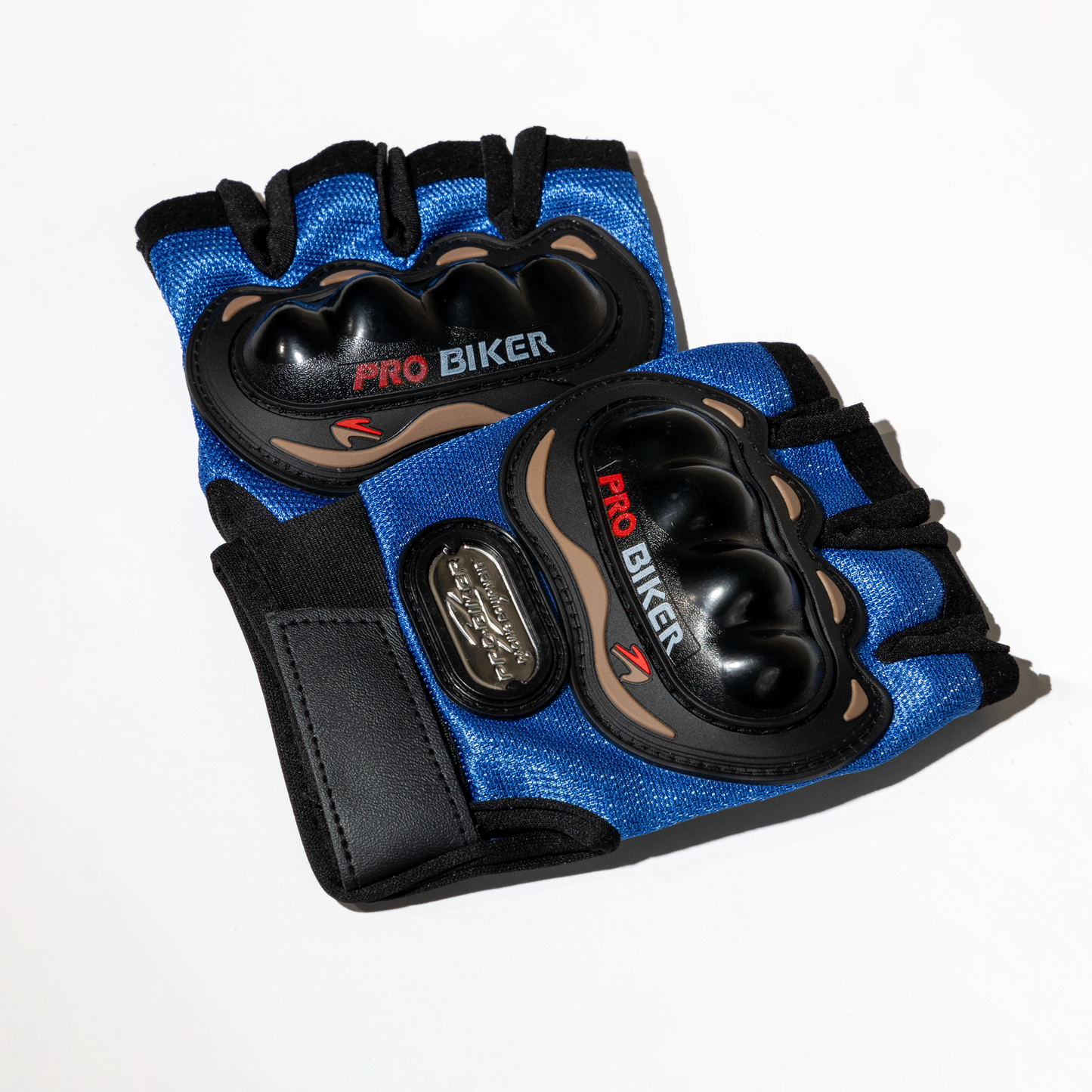 GUANTES CORTOS + PROTECCION PRO BIKERS AZUL