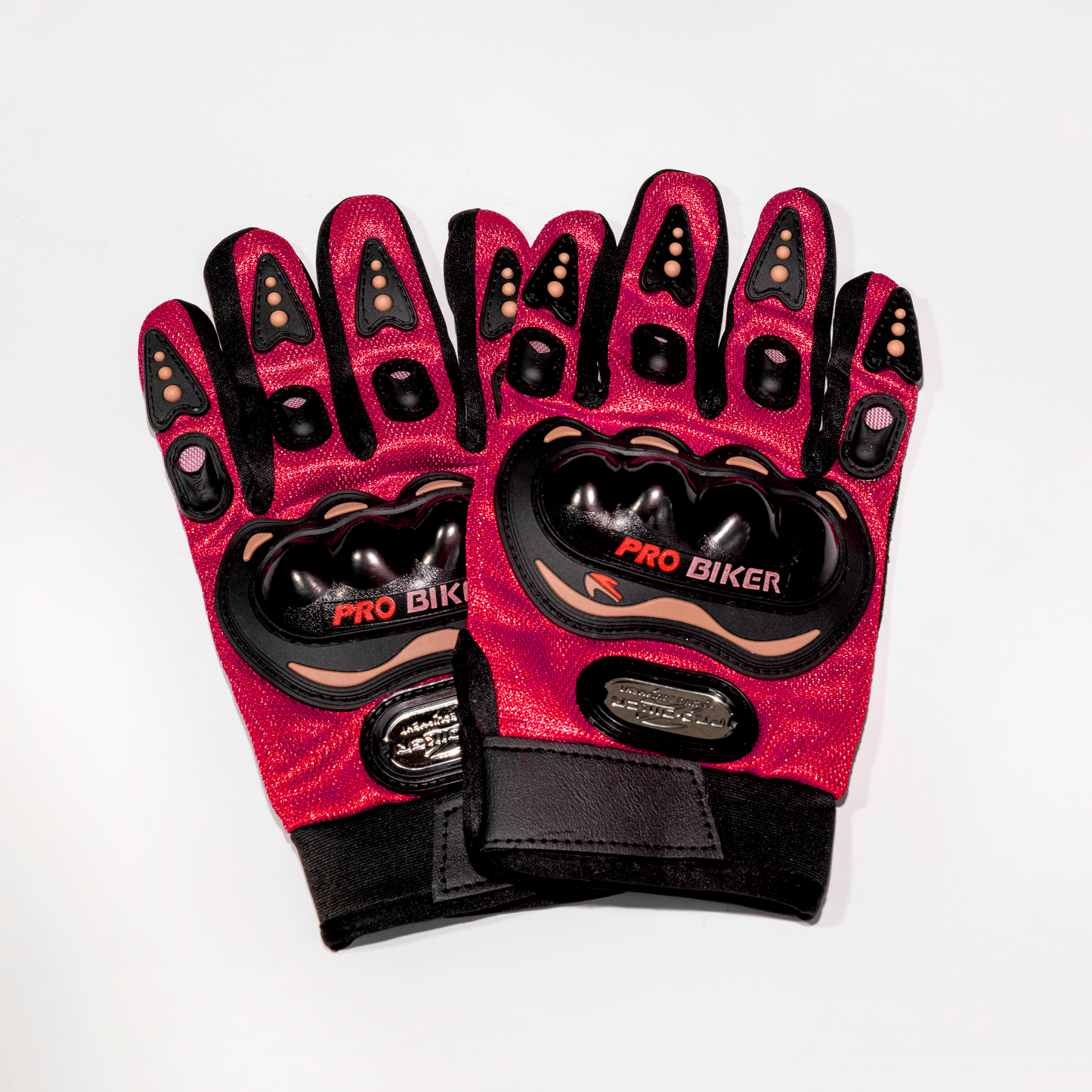 GUANTES LARGOS + PROTECCION PRO BIKERS ROJOS