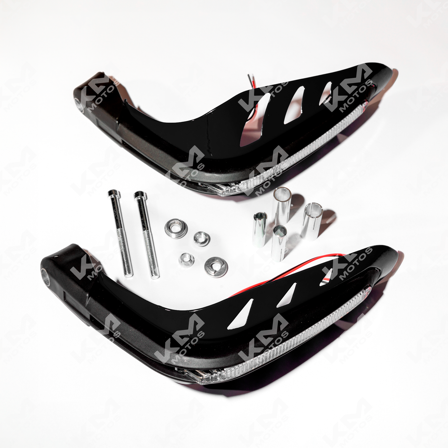 PROTECTOR DE PUÑOS + LEDS DIRECIONALES NEGRO - KMMOTOSHN