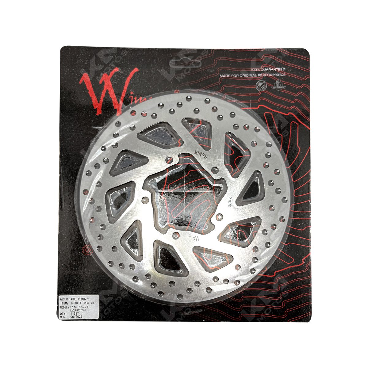 Disco de freno WIMMA para Yamaha FZ 16, FZ 16 2.0, Fazer y R15 2012, con ventilación y acabado resistente