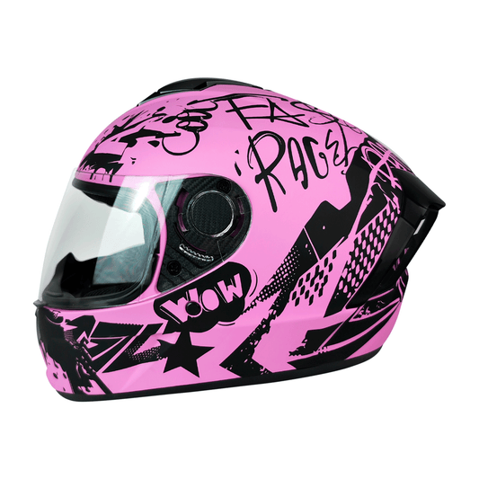 CASCO CERRADO ROSADO/NEGRO MATE GRAFITI DOT WLT111 HS2 V.C. "M"