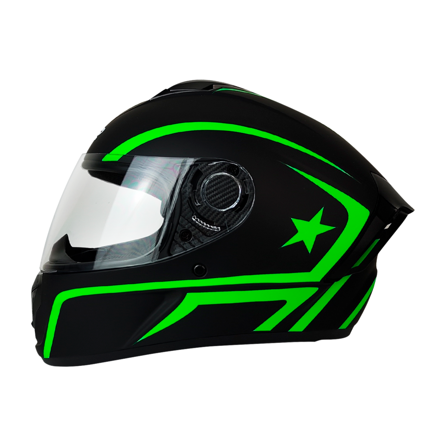 CASCO CERRADO NEGRO/VERDE MATE DOT STAR HS2 "L"