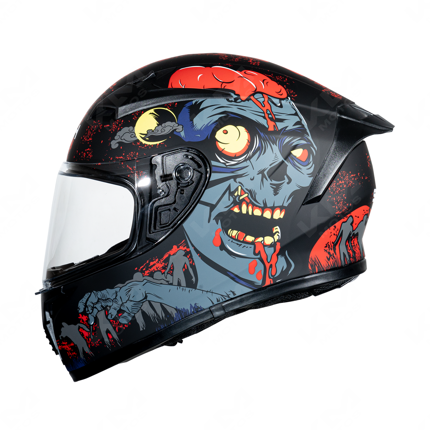 CASCO CERRADO NEGRO/GRIS MATE ZOMBIE WLT108 DOT HS2 KMS "XXL"