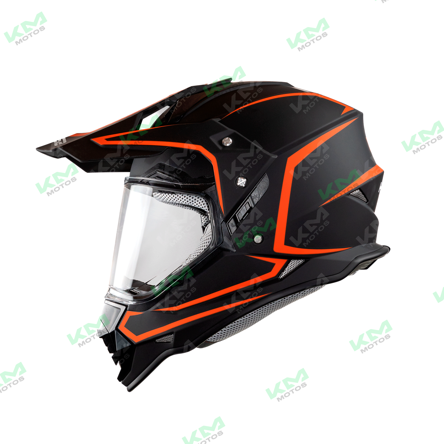 CASCO CROSS NEGRO/ROJO LINE SOLID DOT + VISERA WLT129 HS2 "M"