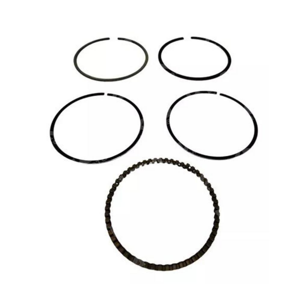 Anillos de pistón Wstd para CG125, componentes metálicos con acabado en cobre y sellos en los bordes, en una superficie blanca.