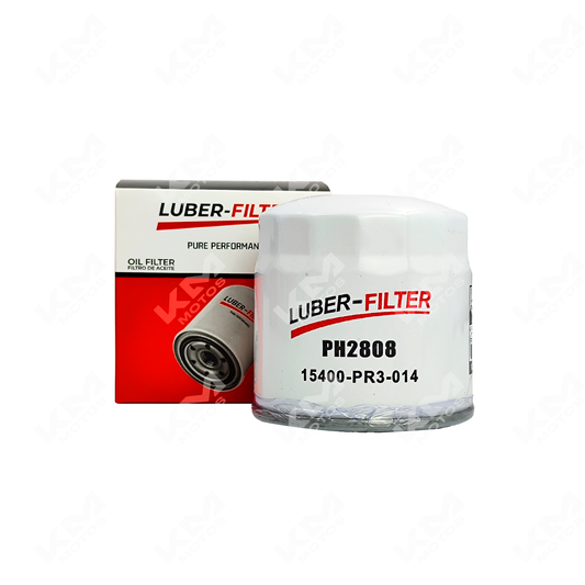 Filtro de aceite enroscable para Hyundai y KIA, marca KM Motos, mostrando el filtro en una vista clara y detallada