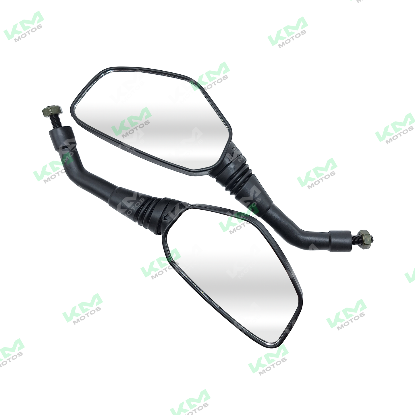 Espejos retrovisores Pulsar NS200 en color negro, mostrando detalles de su diseño para motocicleta deportiva.