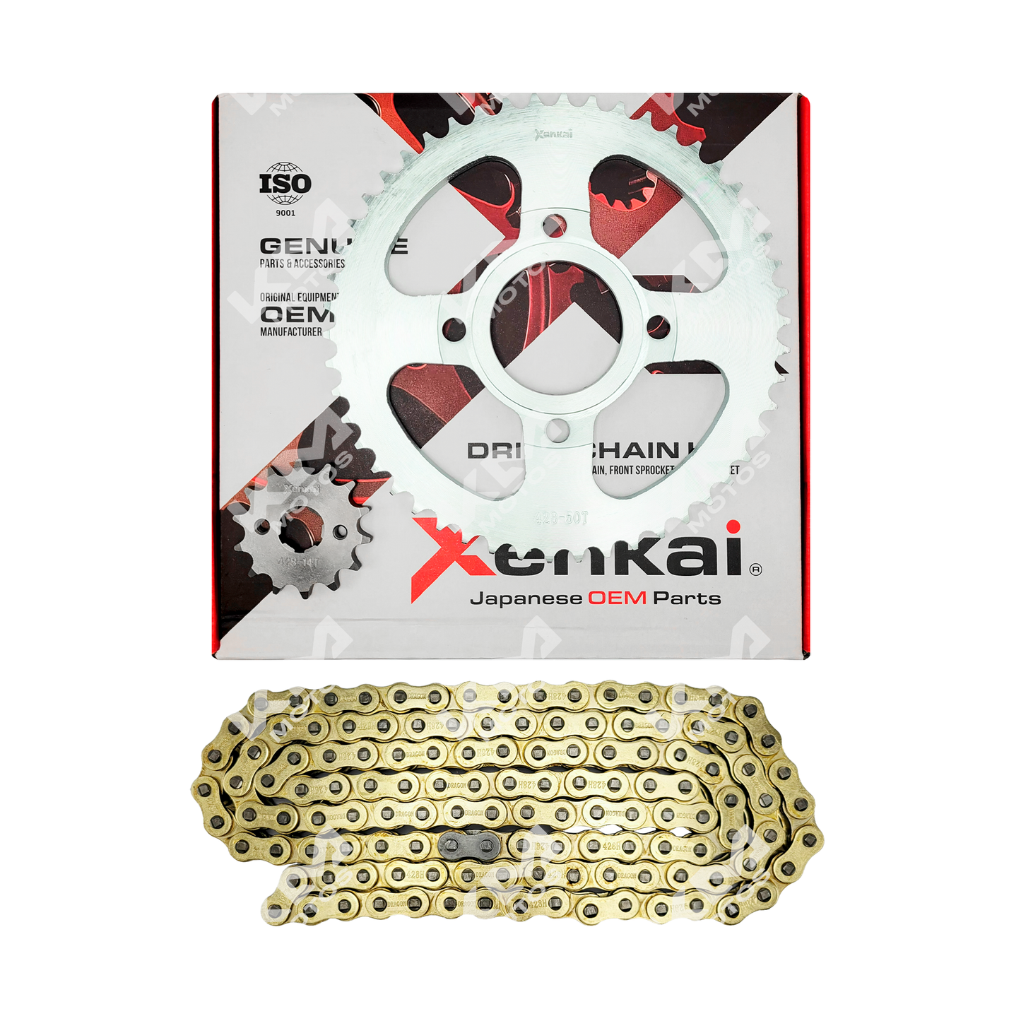 KIT DE TRACCION 50T/14T-428H FT150/CG150 DE BUJES CADENA DORADA XENKAI