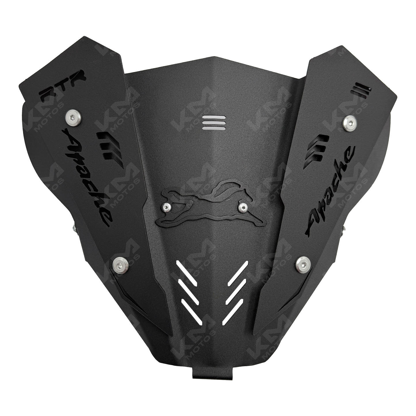 Visera metálica Apache XPRO en negro para casco de motocicleta, modelo 160/200 RTR, con diseño resistente y duradero.