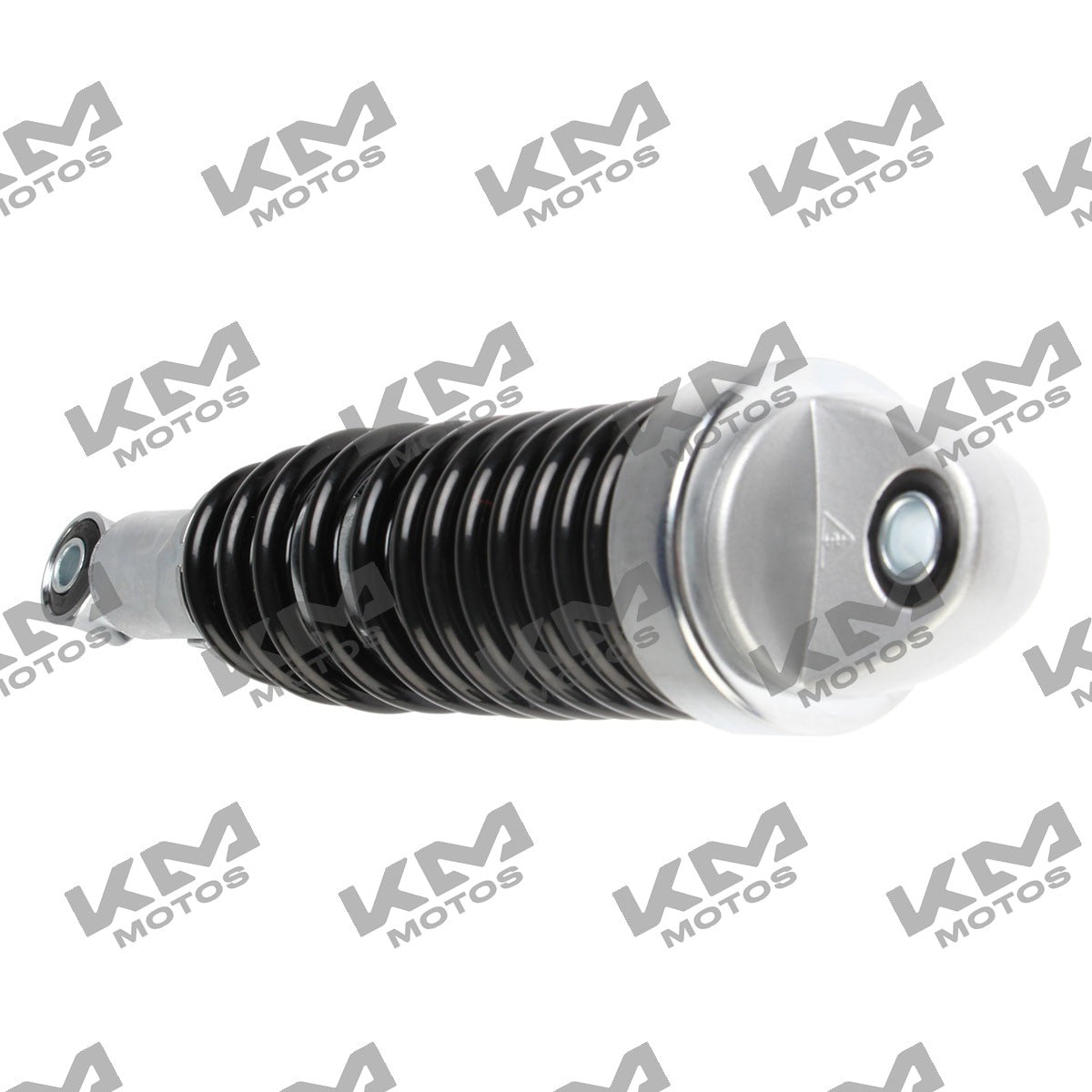 Amortiguador trasero negro para Italika FT150 125FL, sistema de suspensión original DKF02020017 en vista lateral.