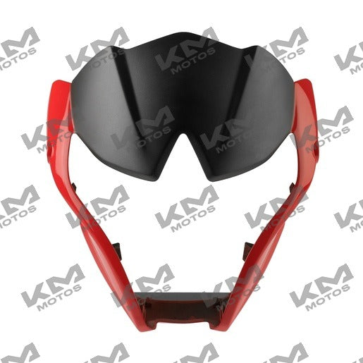 Cubierta de faro negro y rojo para sistema de chasis Italika 125z, modelo F13012738, con diseño original y resistente.